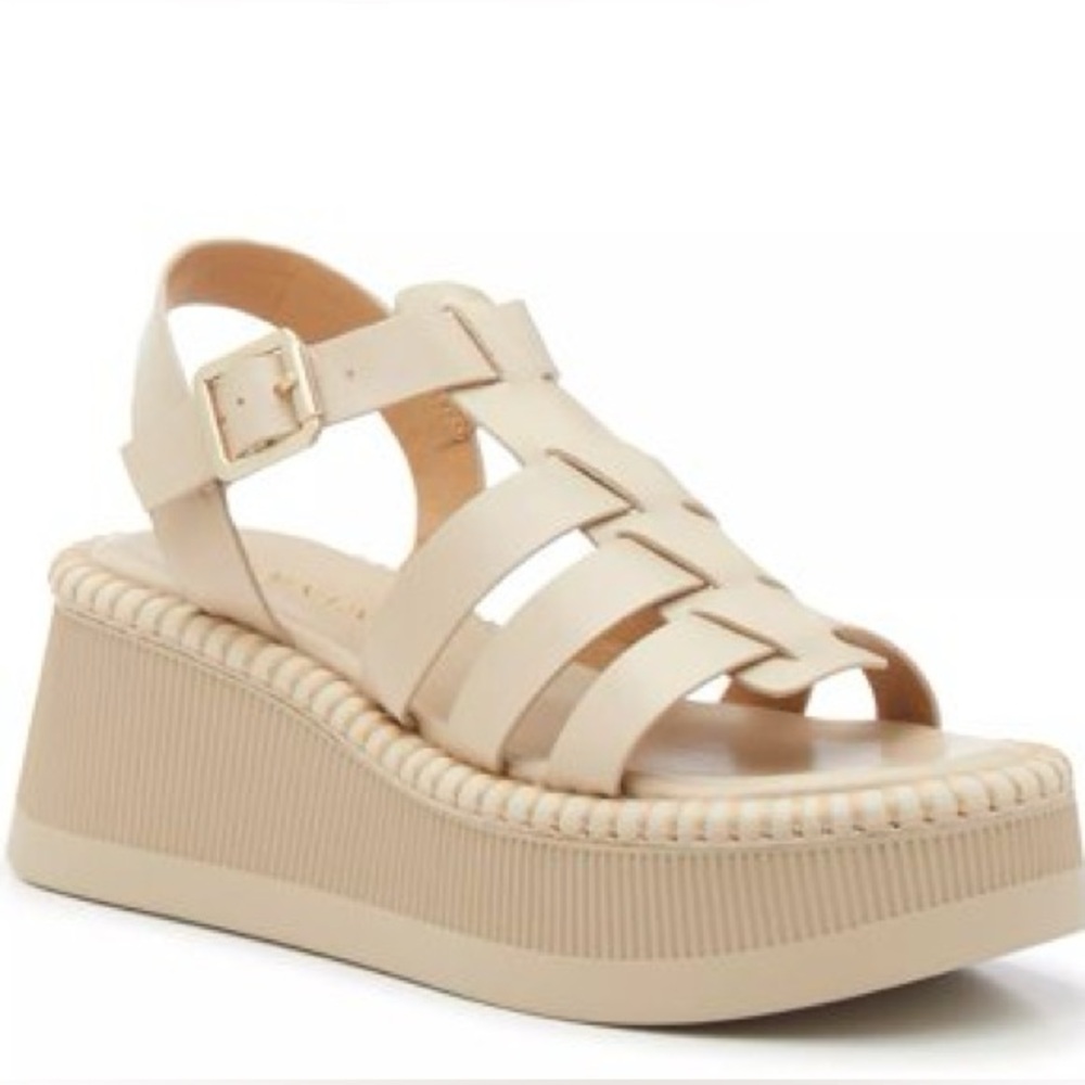 Crown Vintage Gracen Fisherman Wedge Sandals Women’s 8.5 Pearly Beige Platform